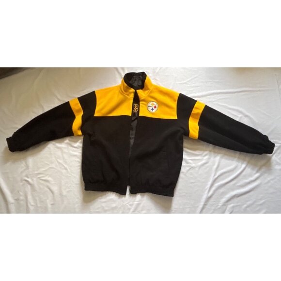Steelers Black & Yellow Full-Zip Jacket w/ Logo Embroidery Polyester reversible - Picture 2 of 9